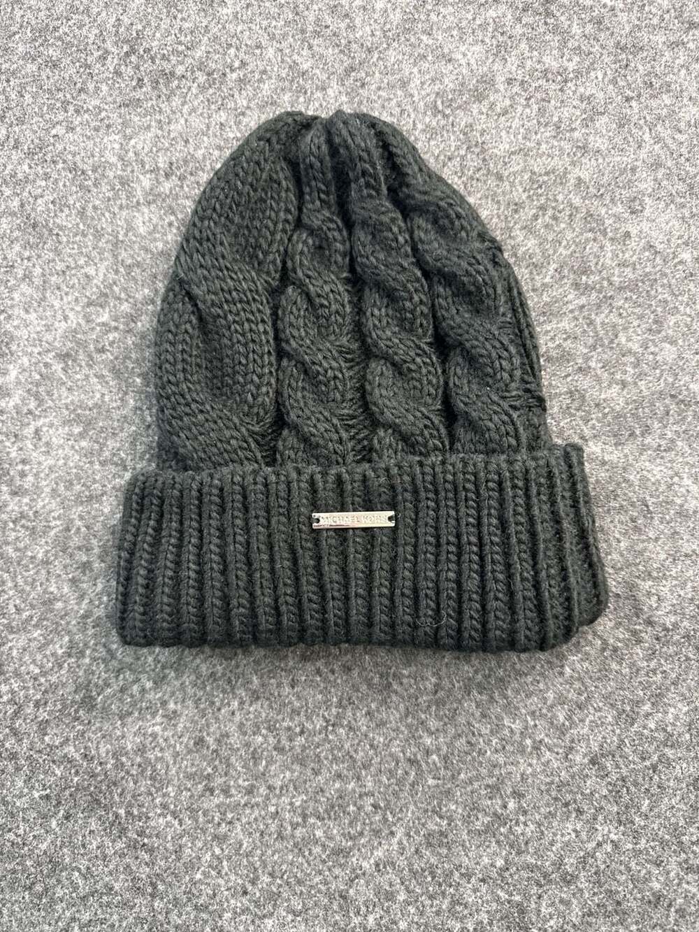 Michael Kors Black Cable Knit Beanie Hat One Size